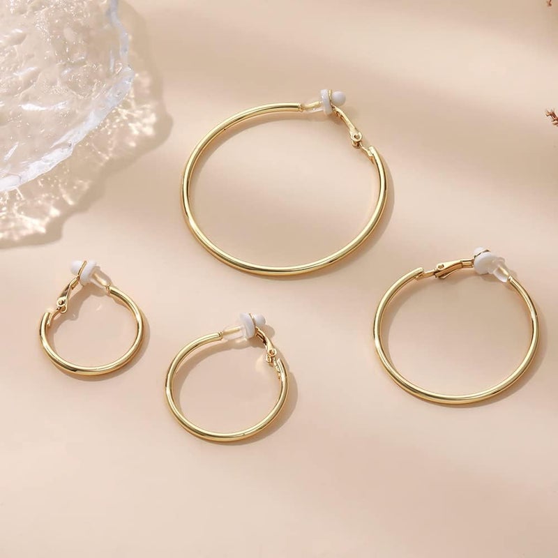 CSIYANJRY99 Gold Clip On Hoop Earrings Non Piercing Nightclub DJ Big Hoop Earrings for Women - Image 3